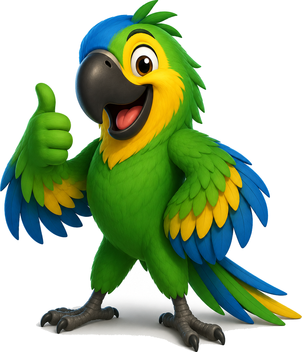 Mascote papagaio do Gaio da Promo